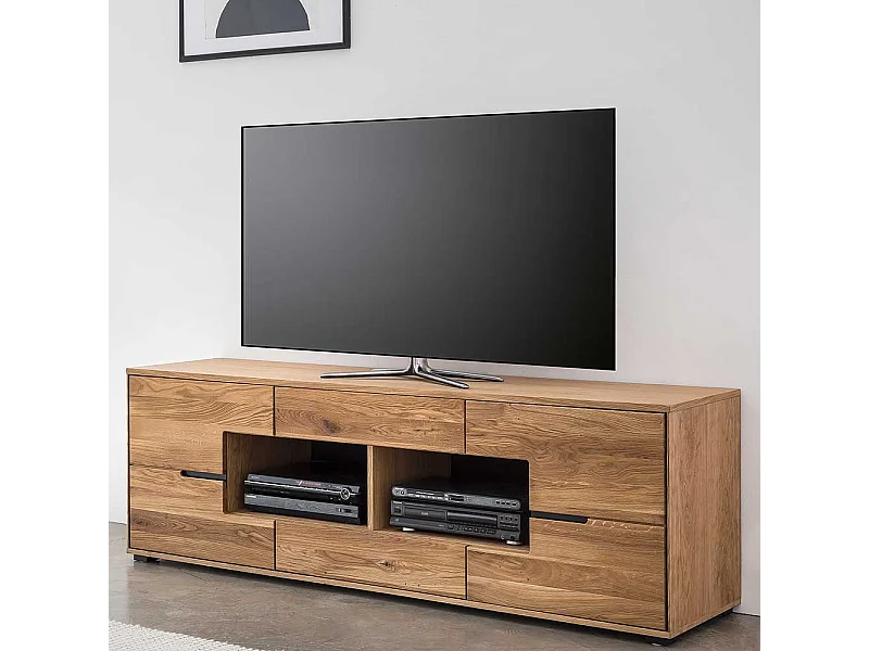 TV Unterschrank Eiche teilmassiv in modernem Design 190 cm breit