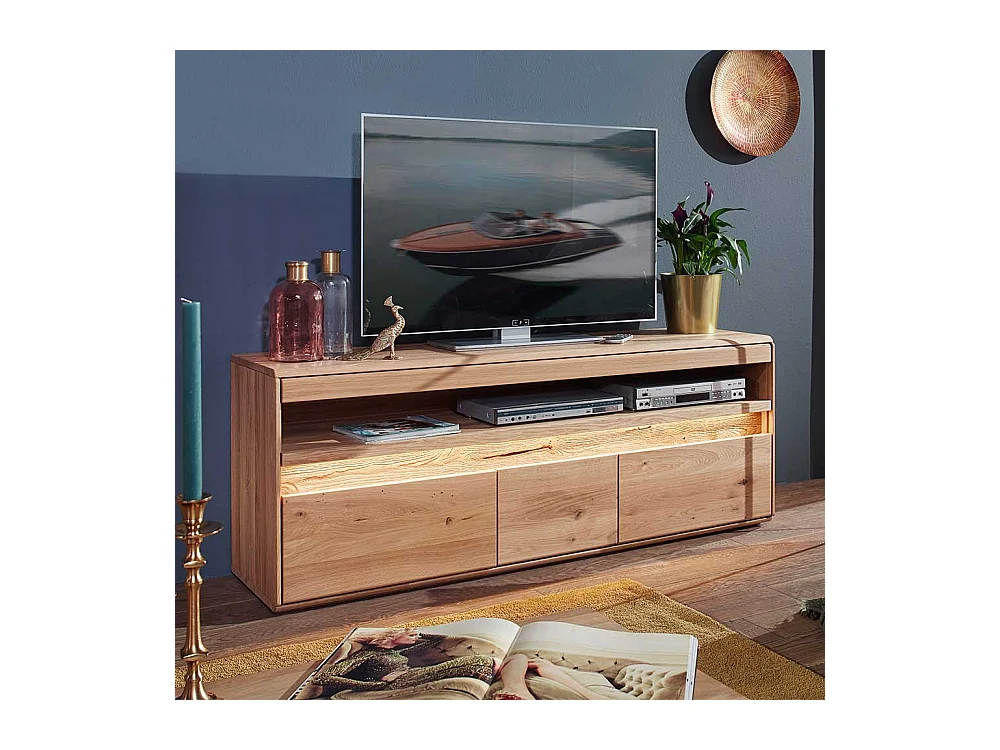 Fernsehboard aus Wildeiche Massivholz LED Beleuchtung