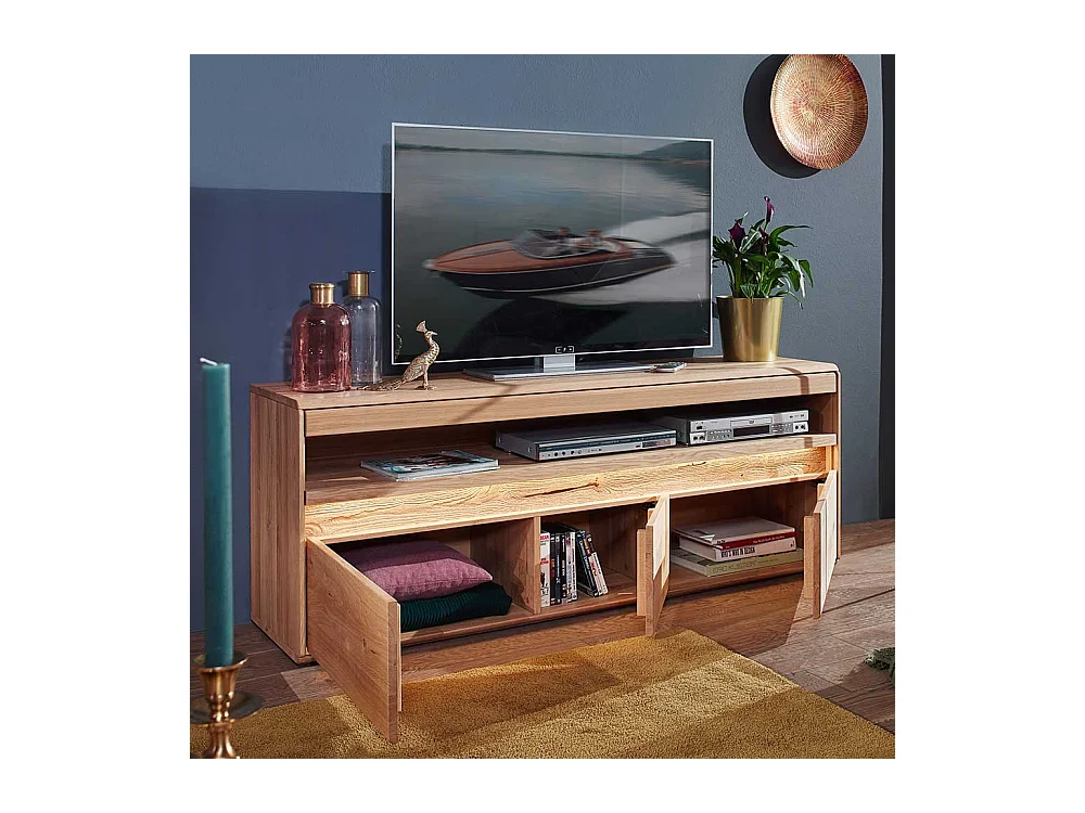 Fernsehboard aus Wildeiche Massivholz LED Beleuchtung