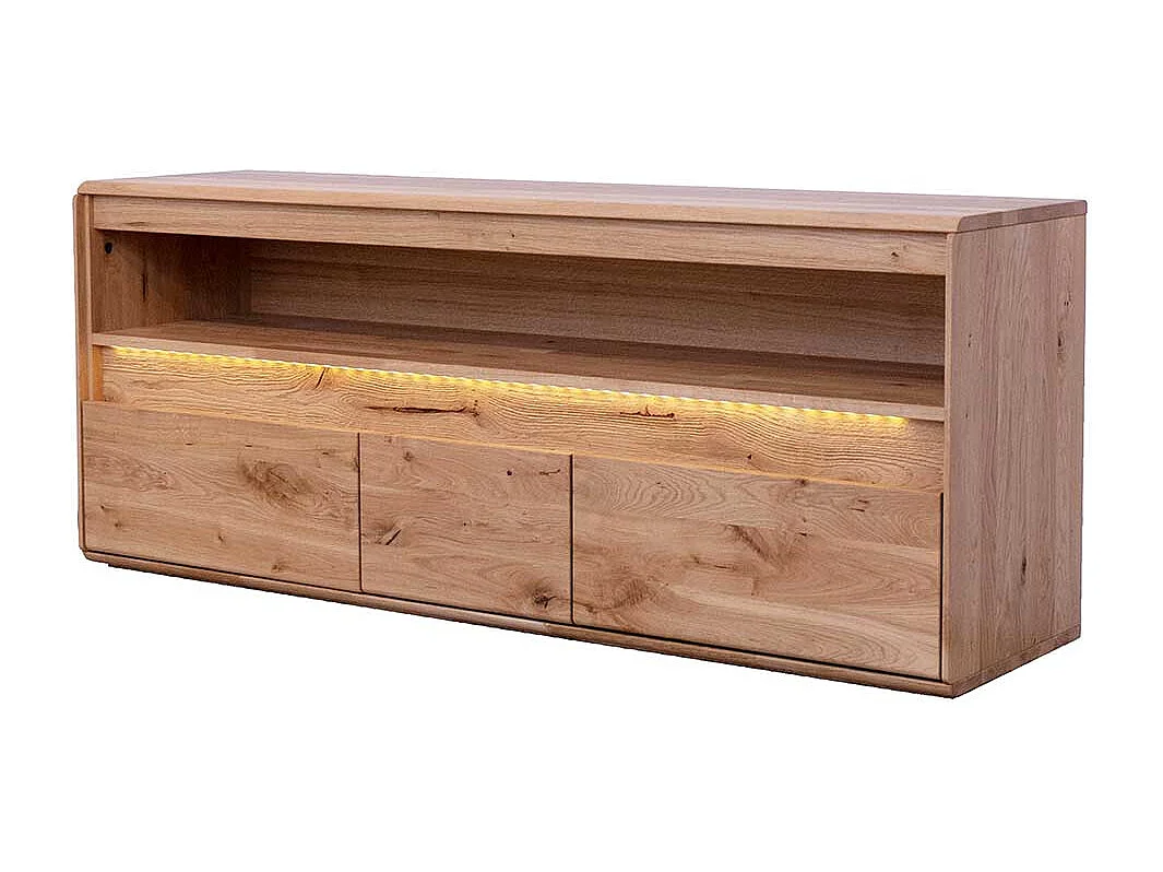 Fernsehboard aus Wildeiche Massivholz LED Beleuchtung