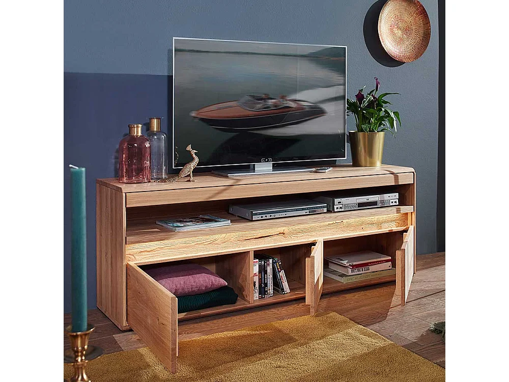 Fernsehboard aus Wildeiche Massivholz LED Beleuchtung