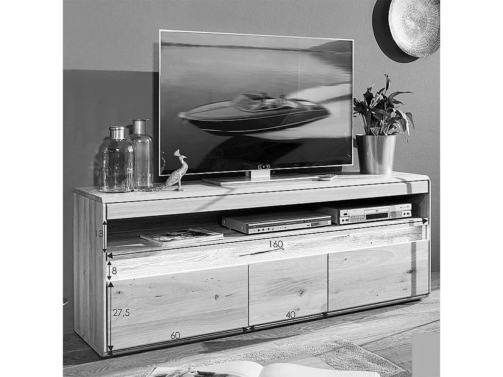 Fernsehboard aus Wildeiche Massivholz LED Beleuchtung