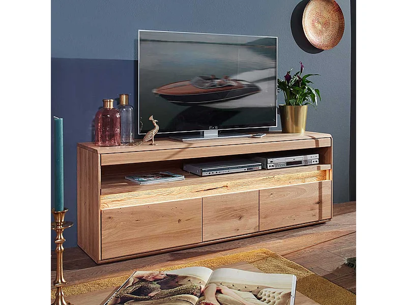 Fernsehboard aus Wildeiche Massivholz LED Beleuchtung