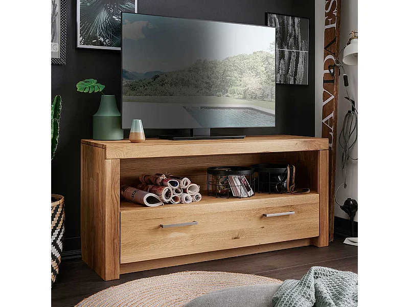 TV Lowboard aus Wildeiche Massivholz einer Schublade