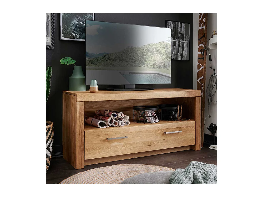 TV Lowboard aus Wildeiche Massivholz einer Schublade