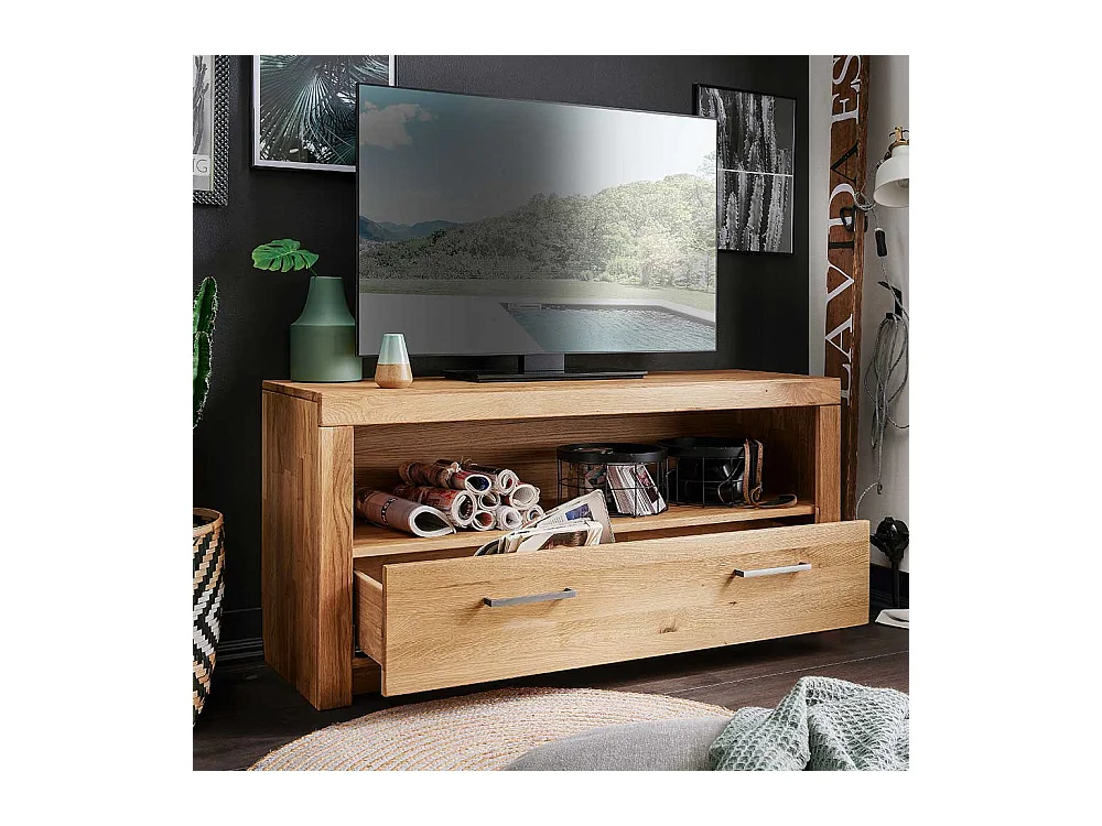 TV Lowboard aus Wildeiche Massivholz einer Schublade