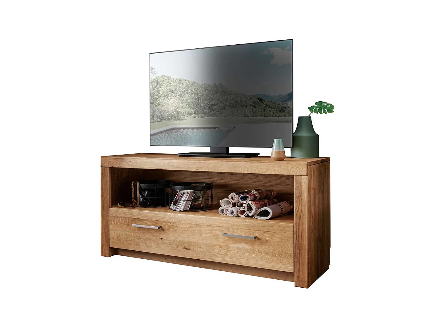 TV Lowboard aus Wildeiche Massivholz einer Schublade