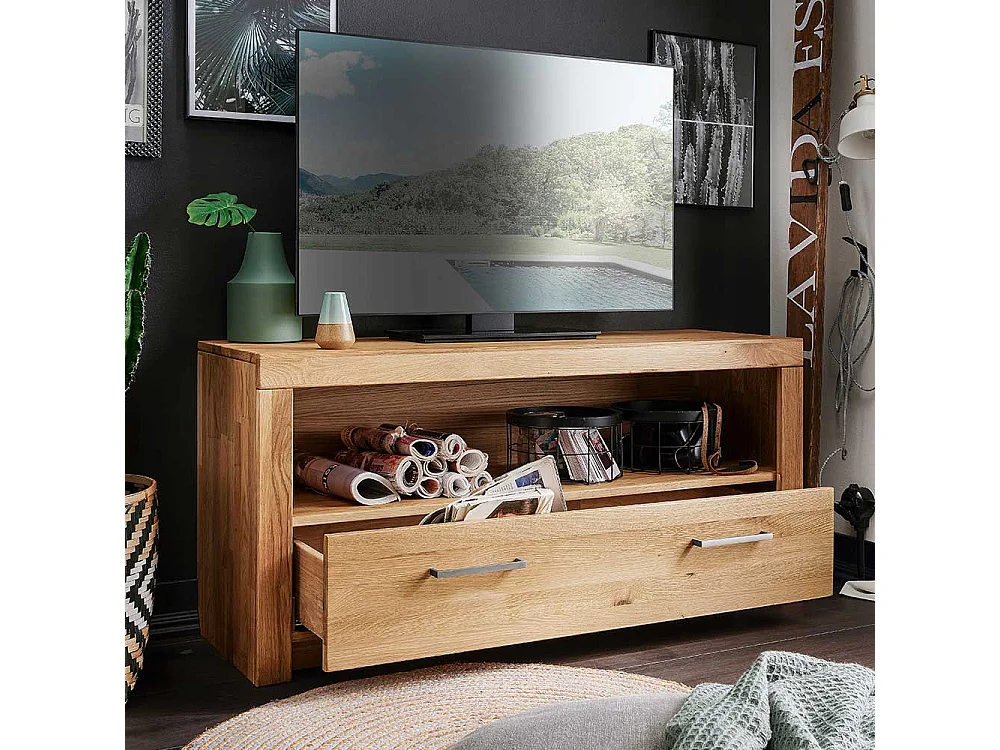 TV Lowboard aus Wildeiche Massivholz einer Schublade