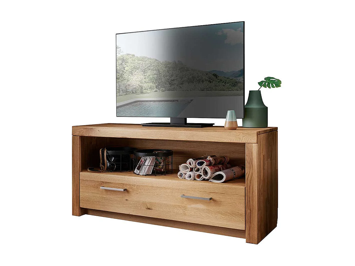 TV Lowboard aus Wildeiche Massivholz einer Schublade