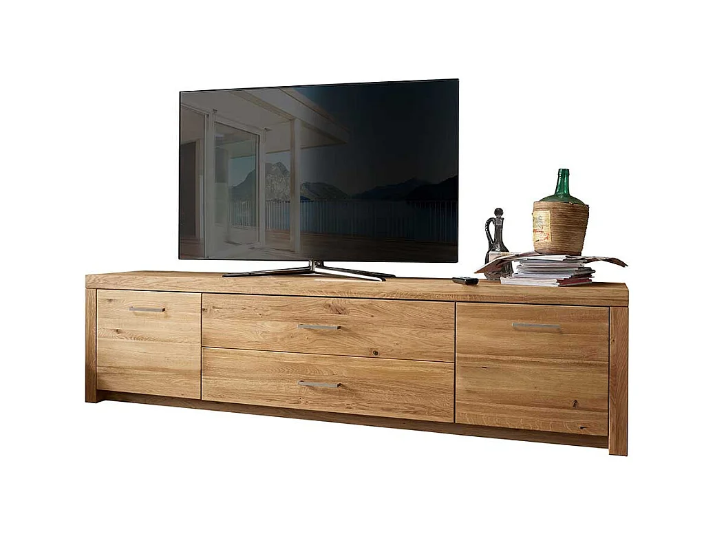 TV Board aus Wildeiche Massivholz 2 türig mit Soft Close
