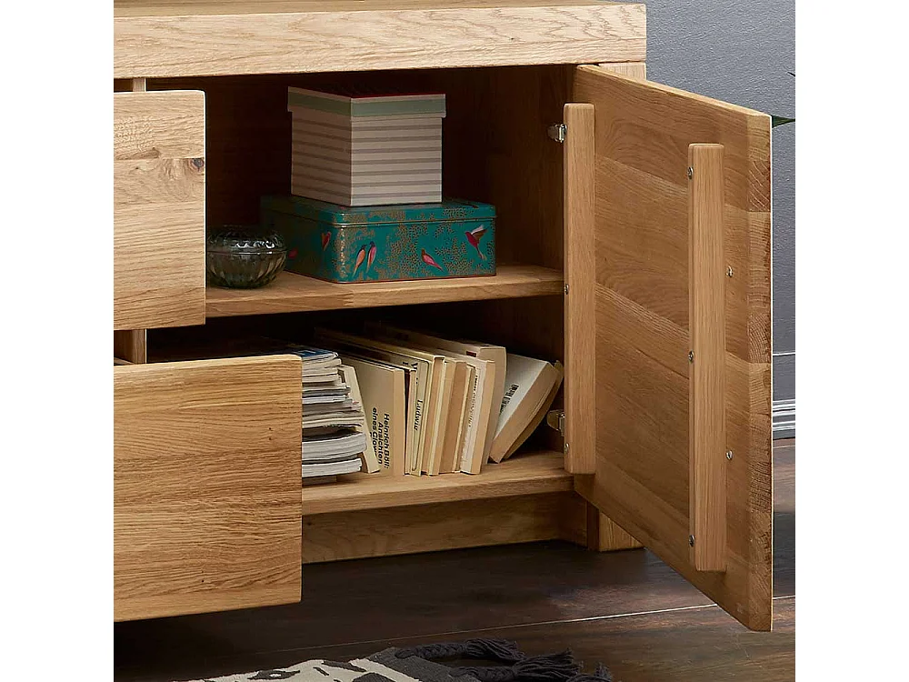 TV Board aus Wildeiche Massivholz 2 türig mit Soft Close