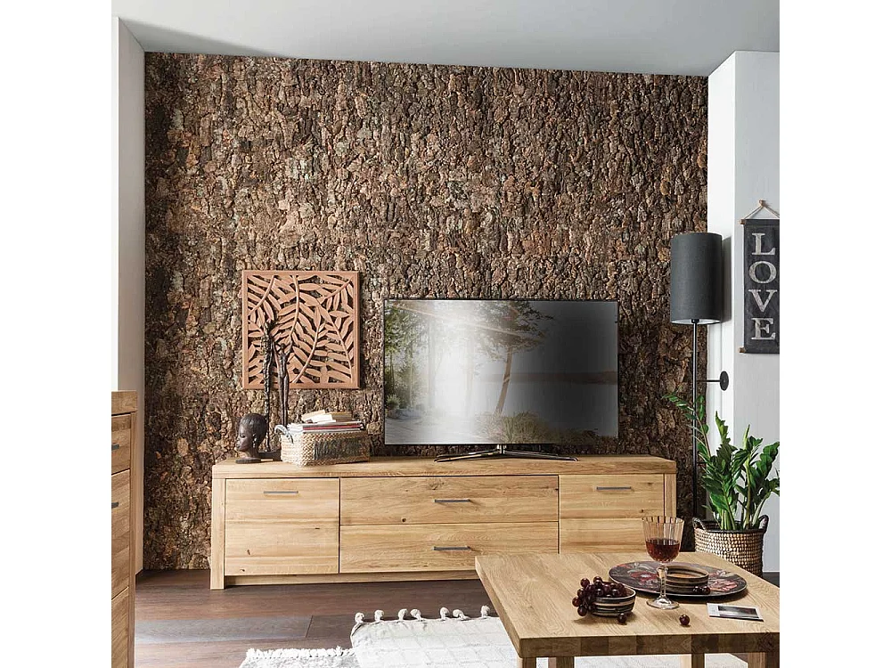 TV Board aus Wildeiche Massivholz 2 türig mit Soft Close