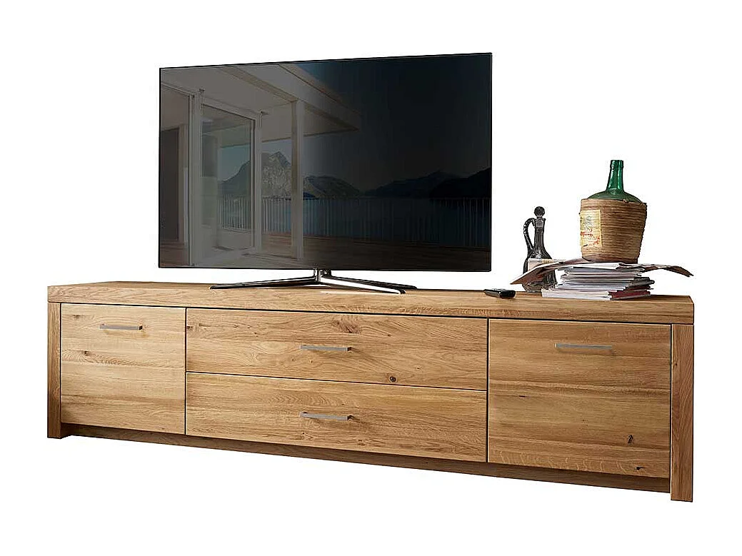 TV Board aus Wildeiche Massivholz 2 türig mit Soft Close