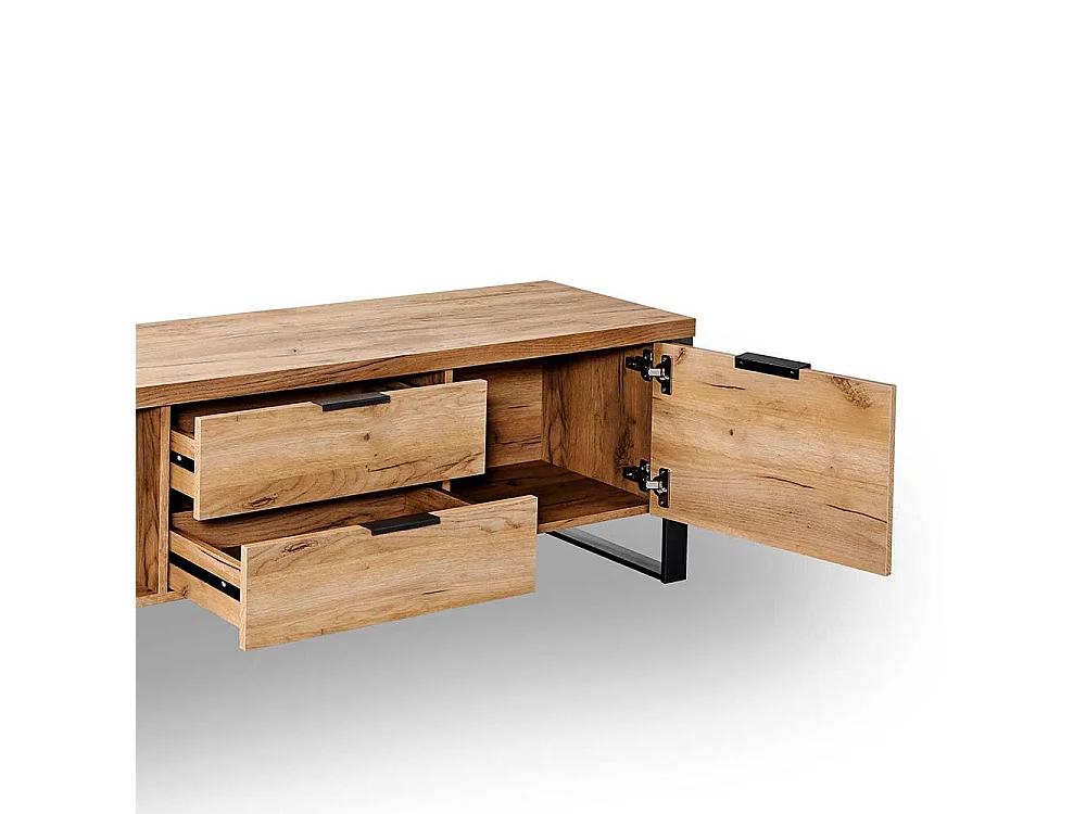 TV Kommode in Eichefarben und Schwarz 45 cm hoch