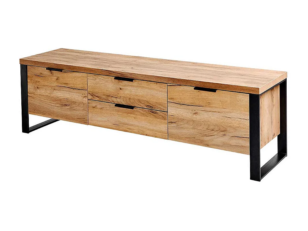 TV Kommode in Eichefarben und Schwarz 45 cm hoch