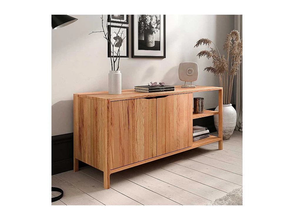 TV Board Lowboard aus Kernbuche Massivholz mit offenen Fächern