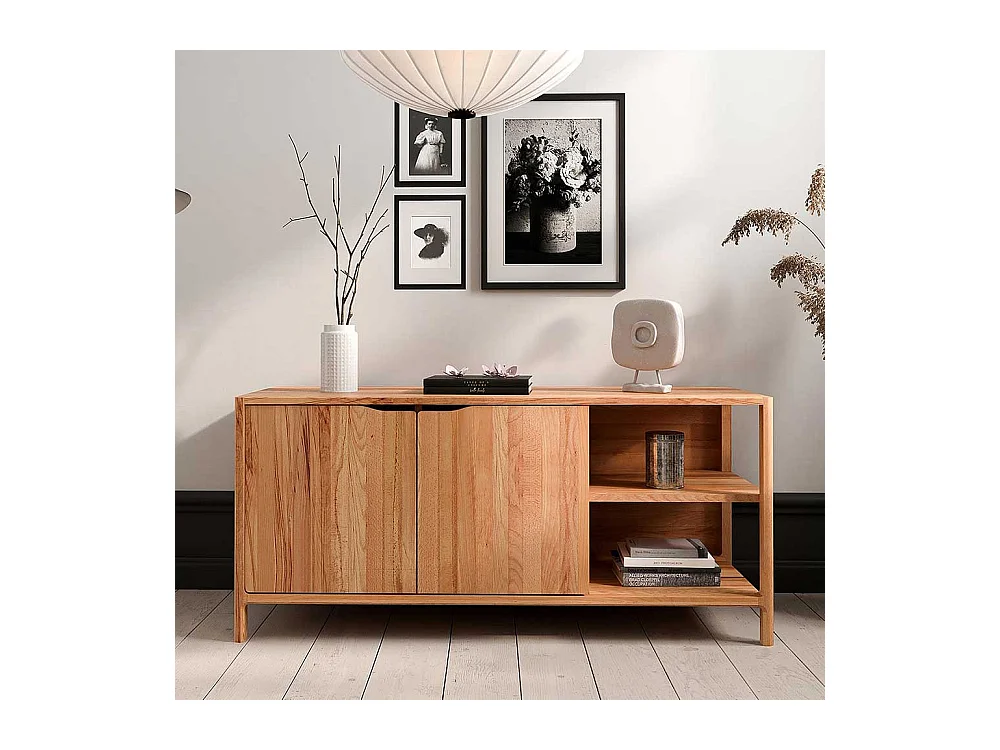 TV Board Lowboard aus Kernbuche Massivholz mit offenen Fächern