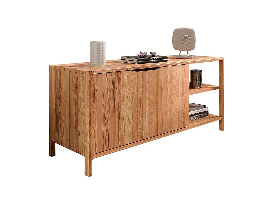 TV Board Lowboard aus Kernbuche Massivholz mit offenen Fächern