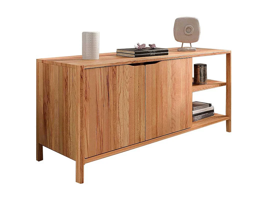 TV Board Lowboard aus Kernbuche Massivholz mit offenen Fächern