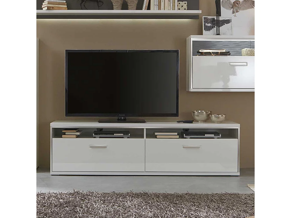 Hochglanz Lowboard in Weiß 50 cm hoch