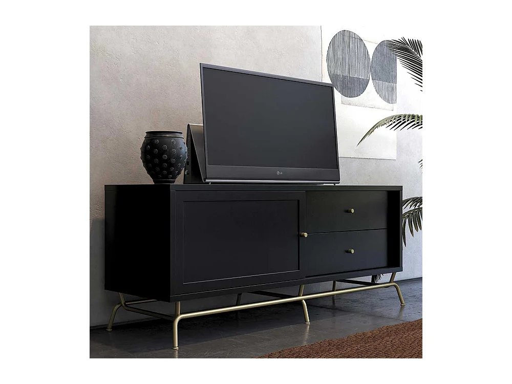 TV-Board mit Schiebetür zwei Schubladen