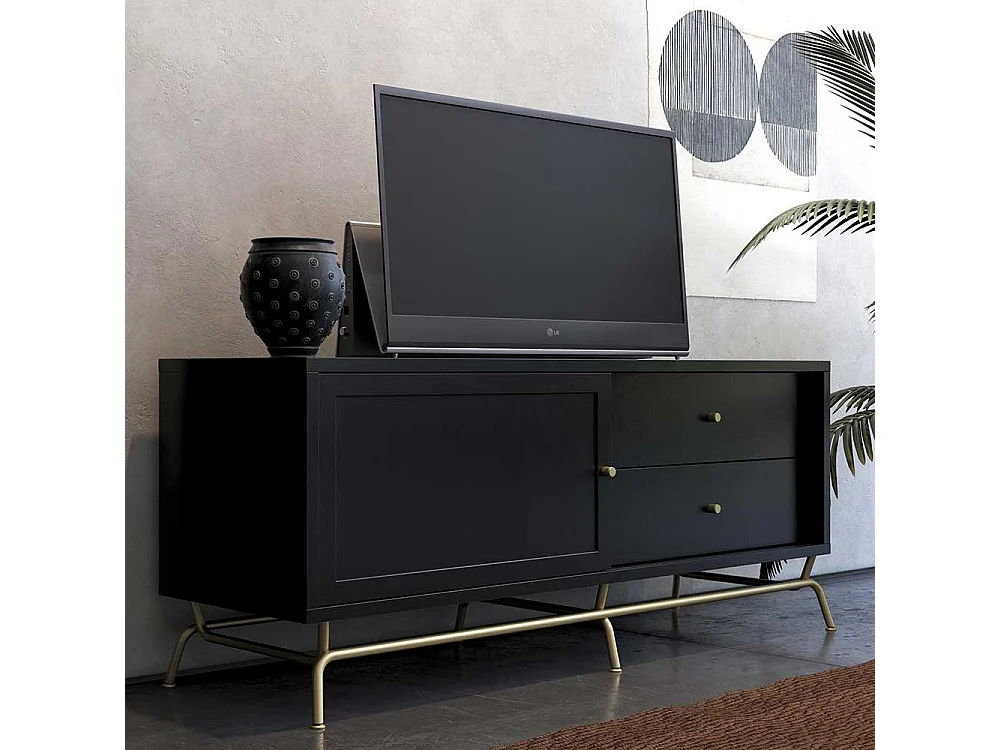 TV-Board mit Schiebetür zwei Schubladen