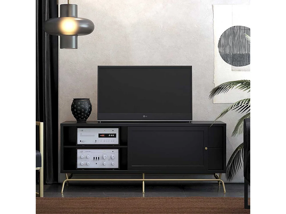 TV-Board mit Schiebetür zwei Schubladen