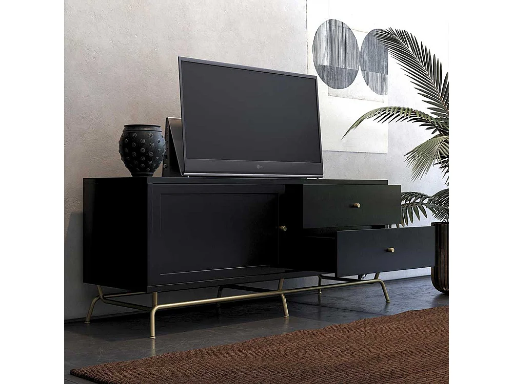 TV-Board mit Schiebetür zwei Schubladen