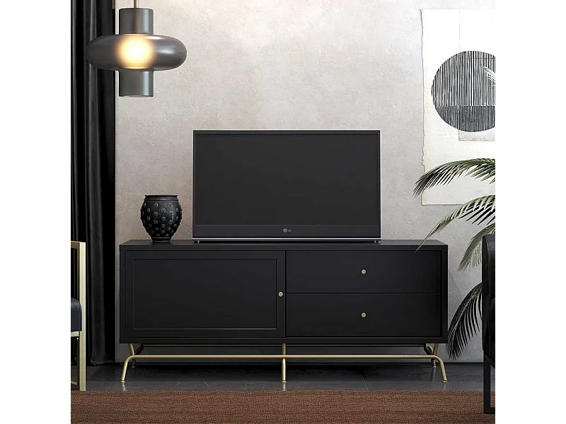 TV-Board mit Schiebetür zwei Schubladen