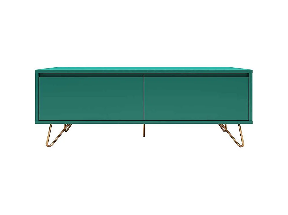 TV Unterschrank in Grün und Goldfarben Vierfußgestell