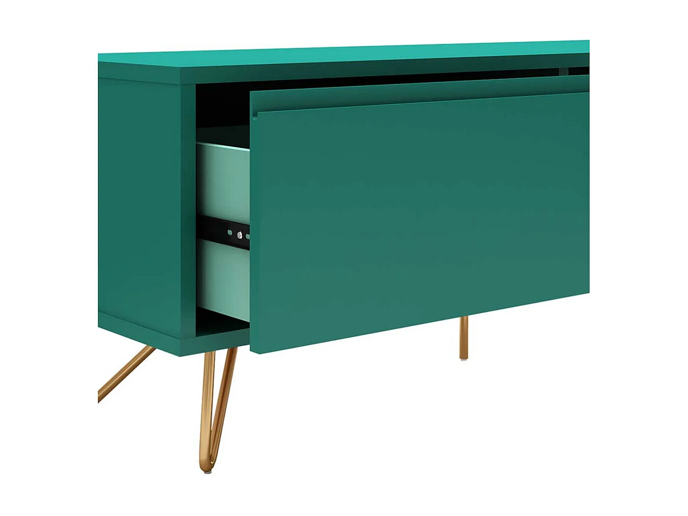 TV Unterschrank in Grün und Goldfarben Vierfußgestell