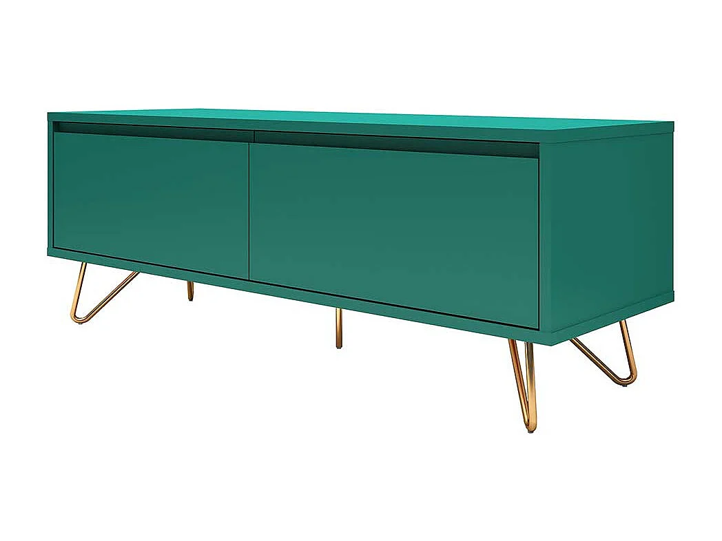 TV Unterschrank in Grün und Goldfarben Vierfußgestell