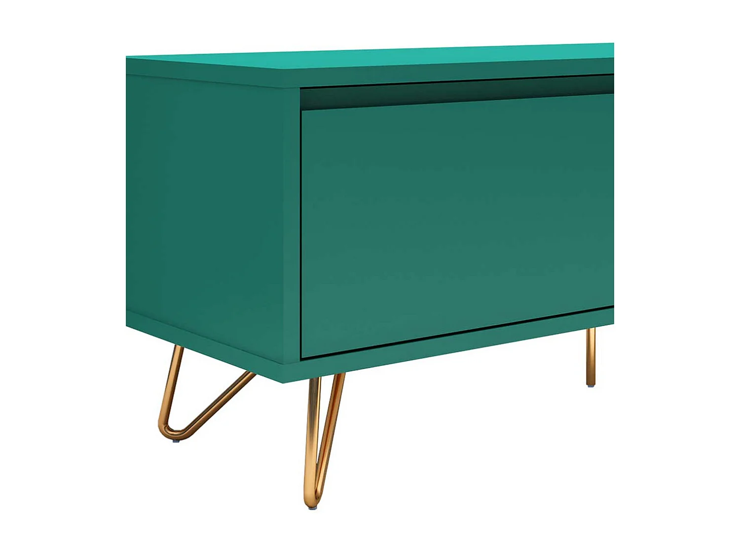 TV Unterschrank in Grün und Goldfarben Vierfußgestell