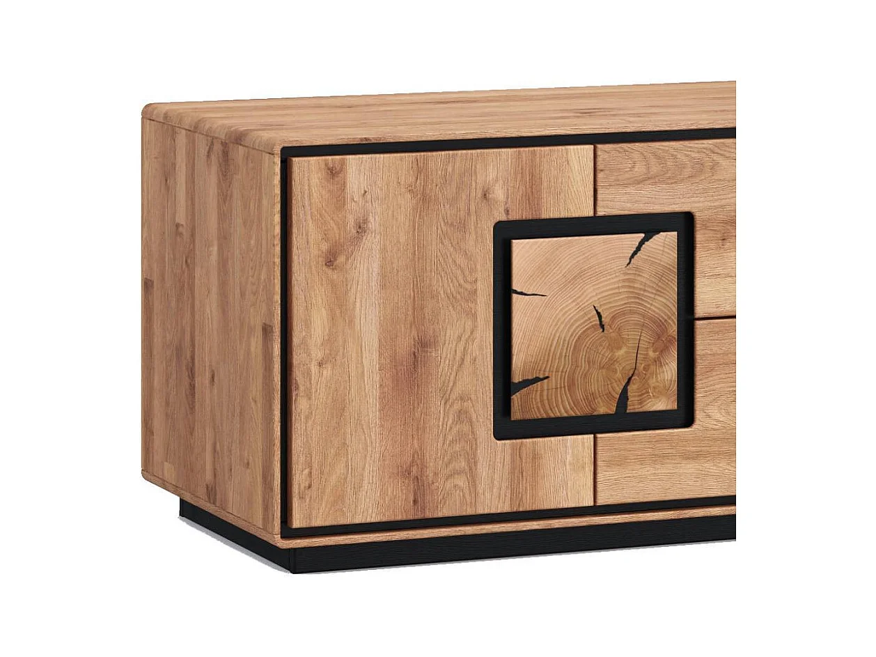 TV Bank Fernsehunterschrank in Wildeichefarben und Schwarz