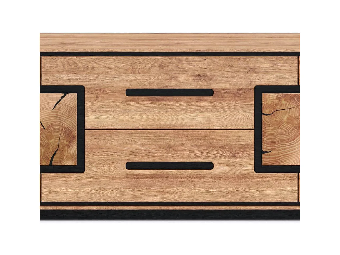 TV Bank Fernsehunterschrank in Wildeichefarben und Schwarz