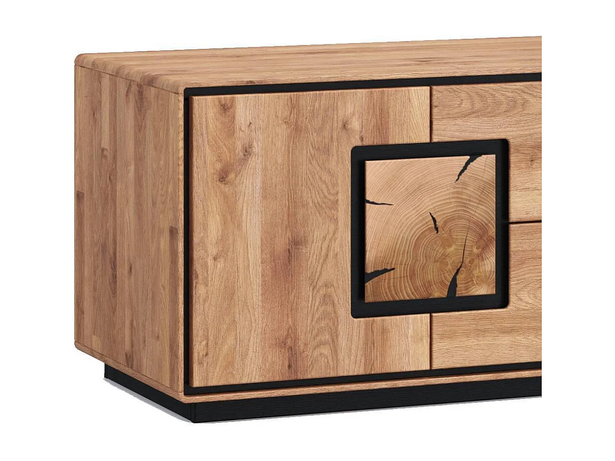 TV Bank Fernsehunterschrank in Wildeichefarben und Schwarz