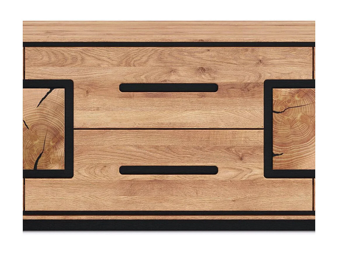 TV Bank Fernsehunterschrank in Wildeichefarben und Schwarz