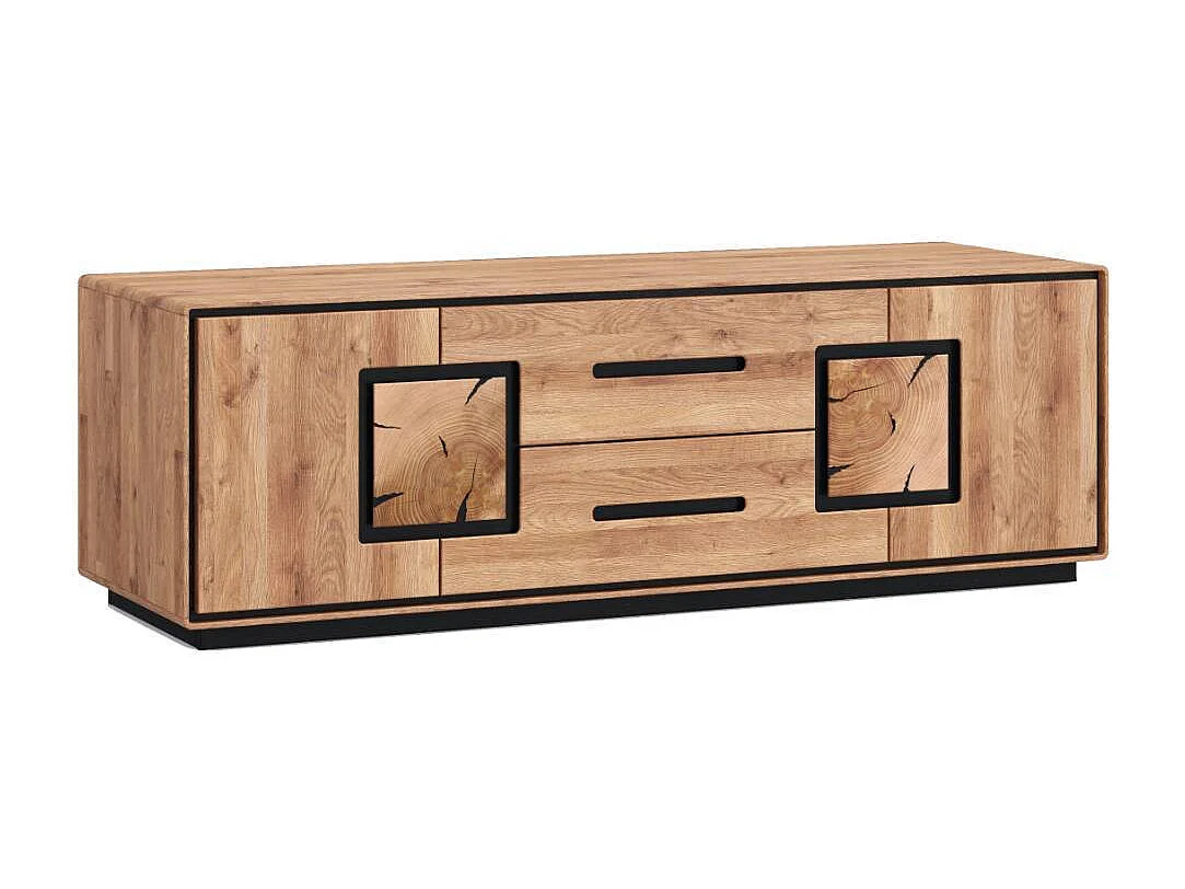 TV Bank Fernsehunterschrank in Wildeichefarben und Schwarz