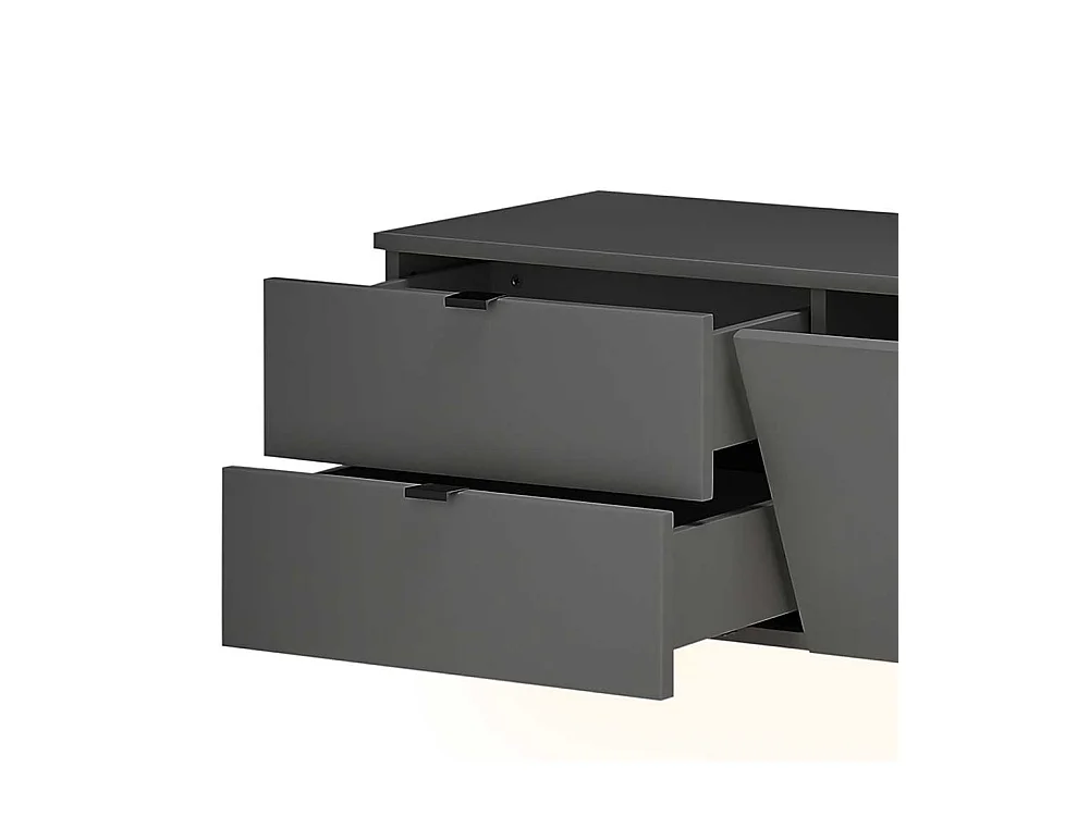 Unterschrank Fernseher in Eiche Bianco und Anthrazit zwei Schubladen