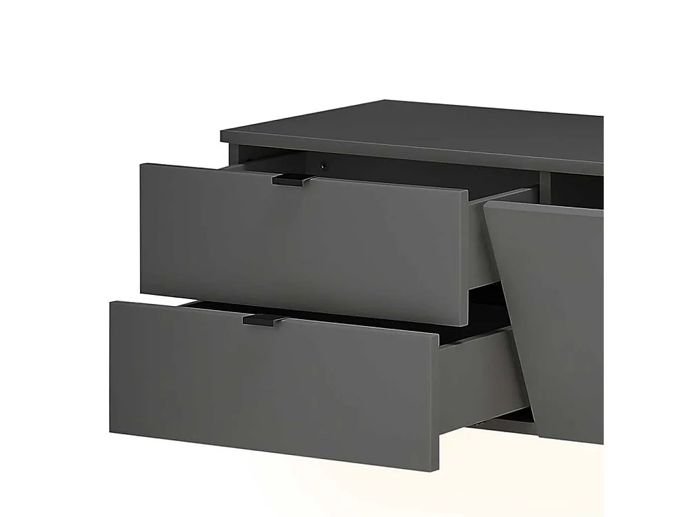 Unterschrank Fernseher in Eiche Bianco und Anthrazit zwei Schubladen