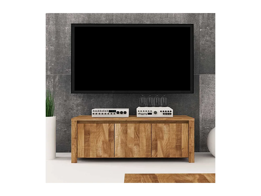 TV Board aus Wildeiche Massivholz 3 Türen