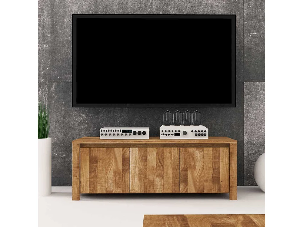 TV Board aus Wildeiche Massivholz 3 Türen