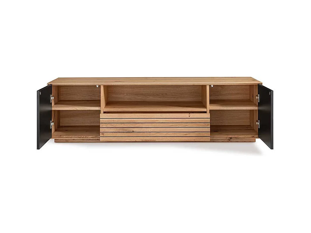 TV Lowboard Lowboard mit Türen und einem offenen Gerätefach