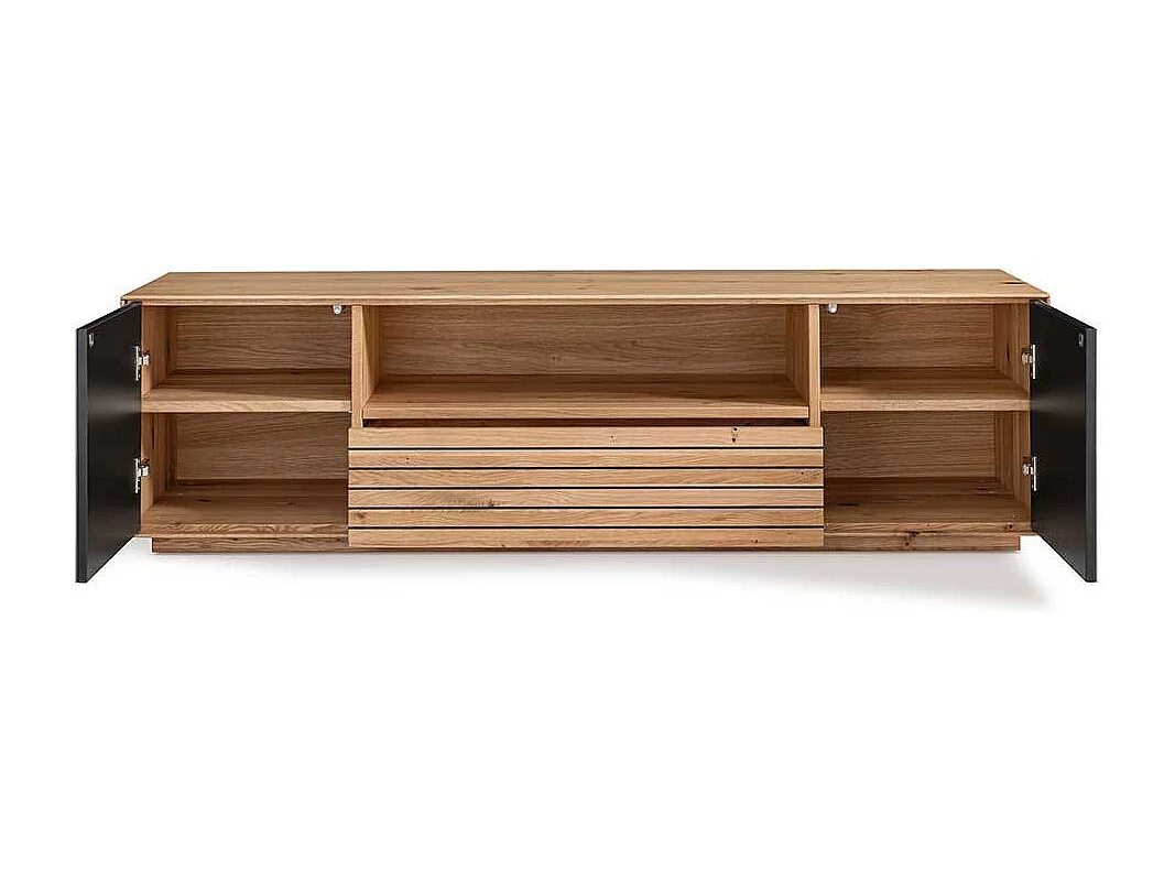 TV Lowboard Lowboard mit Türen und einem offenen Gerätefach