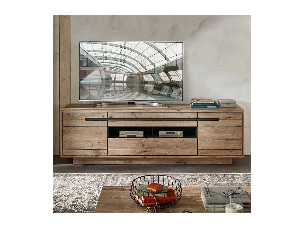 TV Möbel Holzoptik Wildeiche in modernem Design 205 cm breit