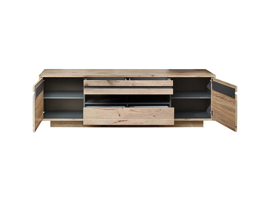 TV Möbel Holzoptik Wildeiche in modernem Design 205 cm breit