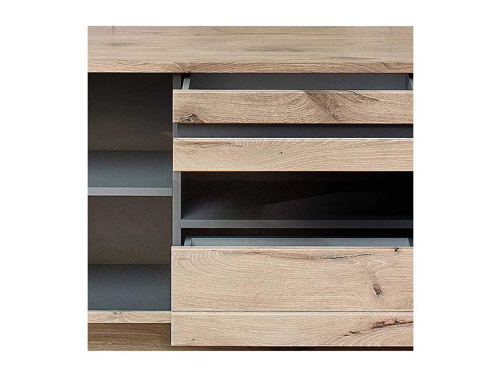 TV Möbel Holzoptik Wildeiche in modernem Design 205 cm breit