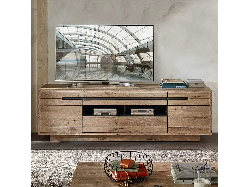 TV Möbel Holzoptik Wildeiche in modernem Design 205 cm breit