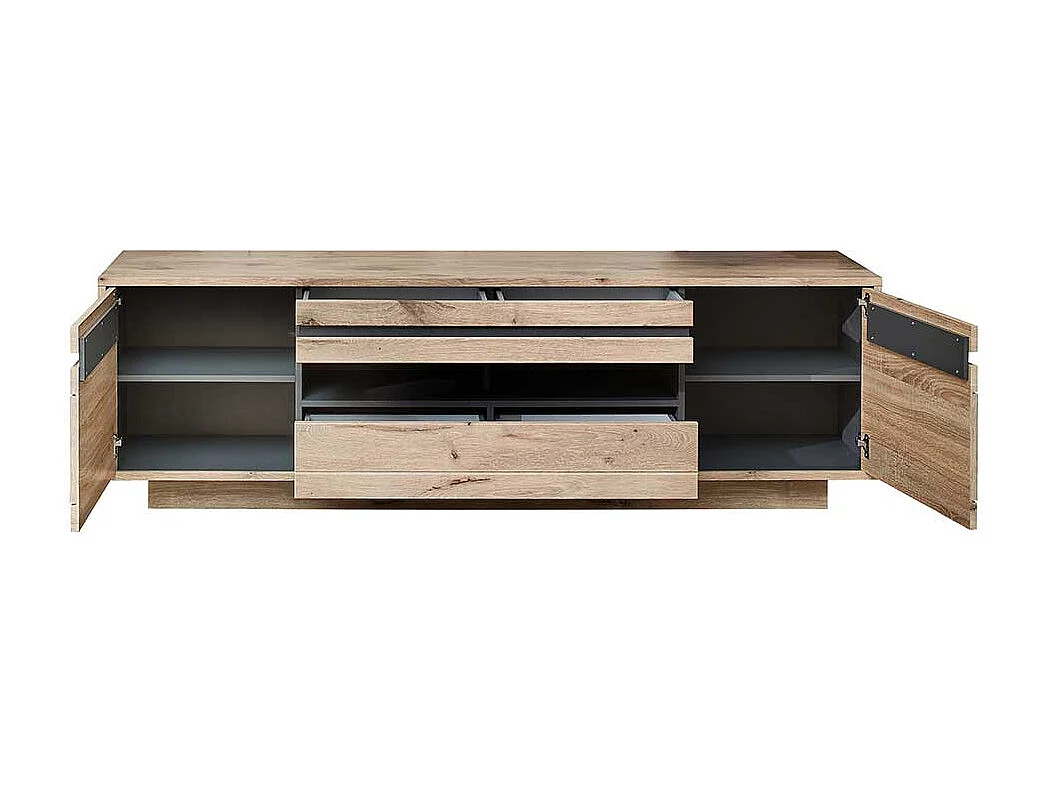 TV Möbel Holzoptik Wildeiche in modernem Design 205 cm breit