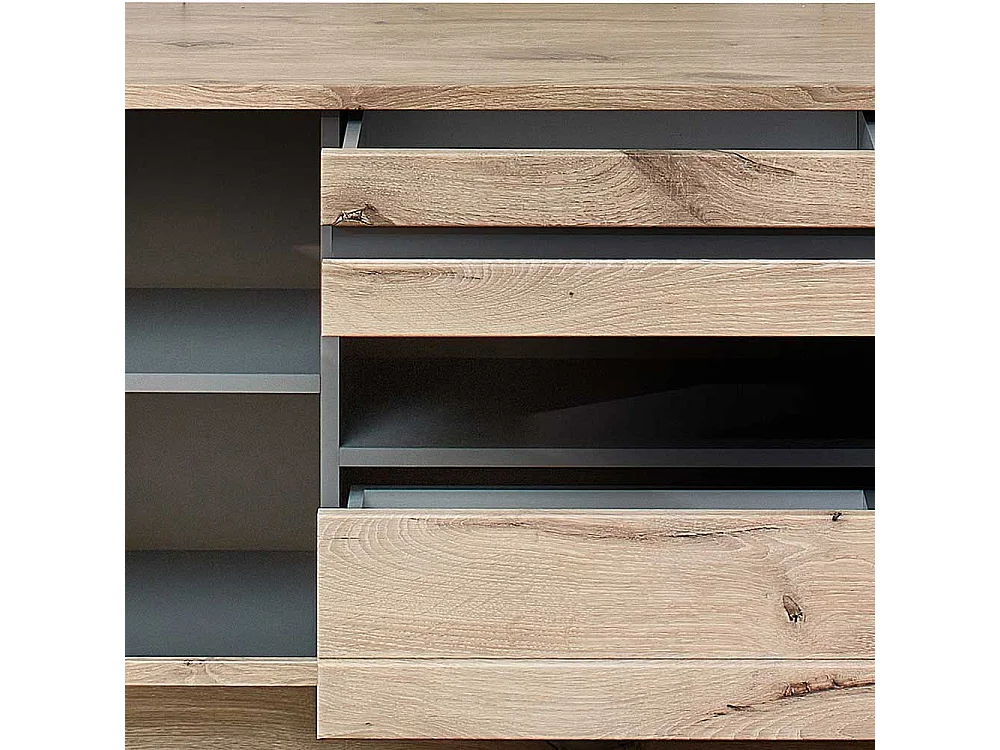 TV Möbel Holzoptik Wildeiche in modernem Design 205 cm breit